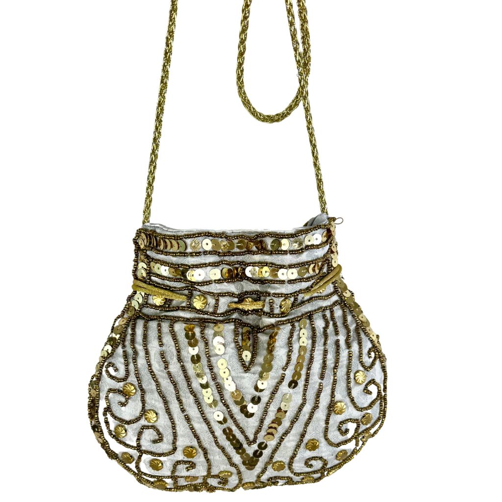 Bolso Bombonera Bordada Blanca/Oro - Imagen 2