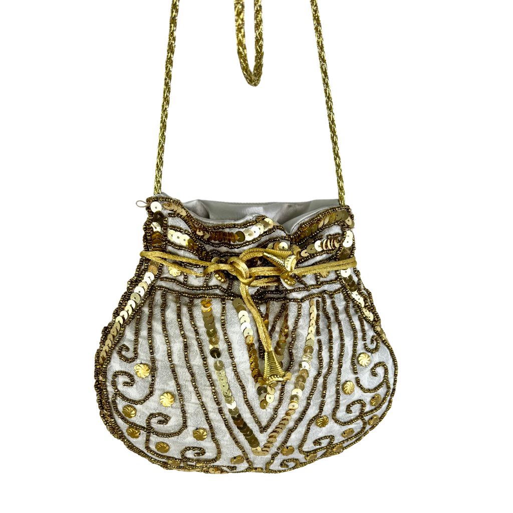 Bolso Bombonera Bordada Blanca/Oro - Imagen 4