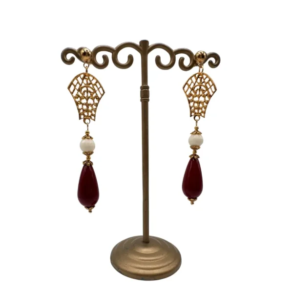 Pendientes Filigrana Lágrima Burdeos