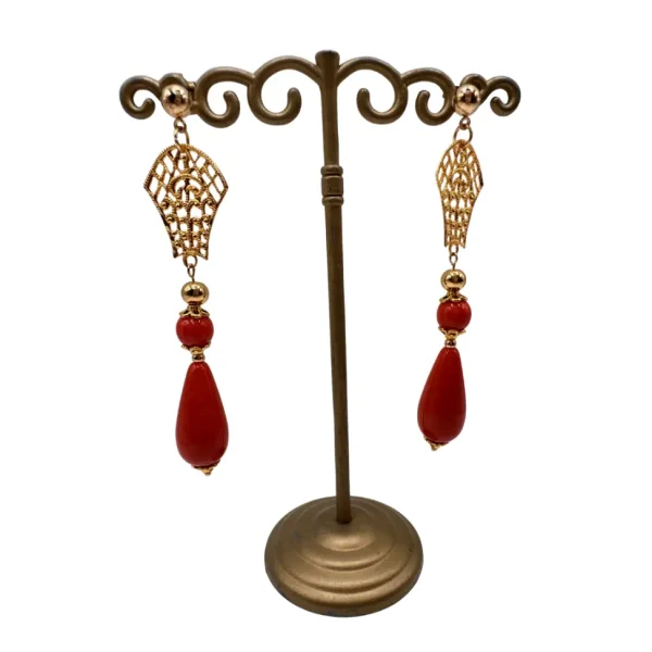 Pendientes Filigrana Lágrima Coral