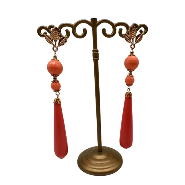 Pendientes Lágrimas Vintage Salmón Facetado
