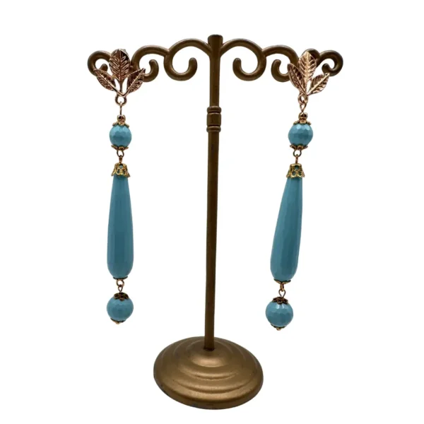 Pendiente Clásico Lágrima Facetado Celeste