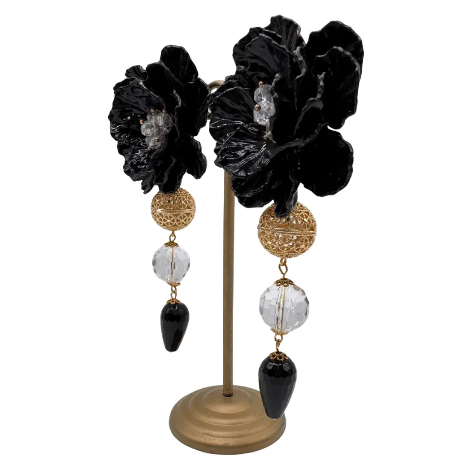 Pendiente Princesa Flor Negro Colección Jote Martínez 2026