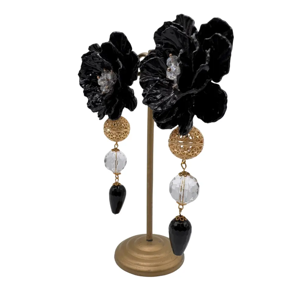 Pendiente Princesa Flor Negro Colección Jote Martínez 2026
